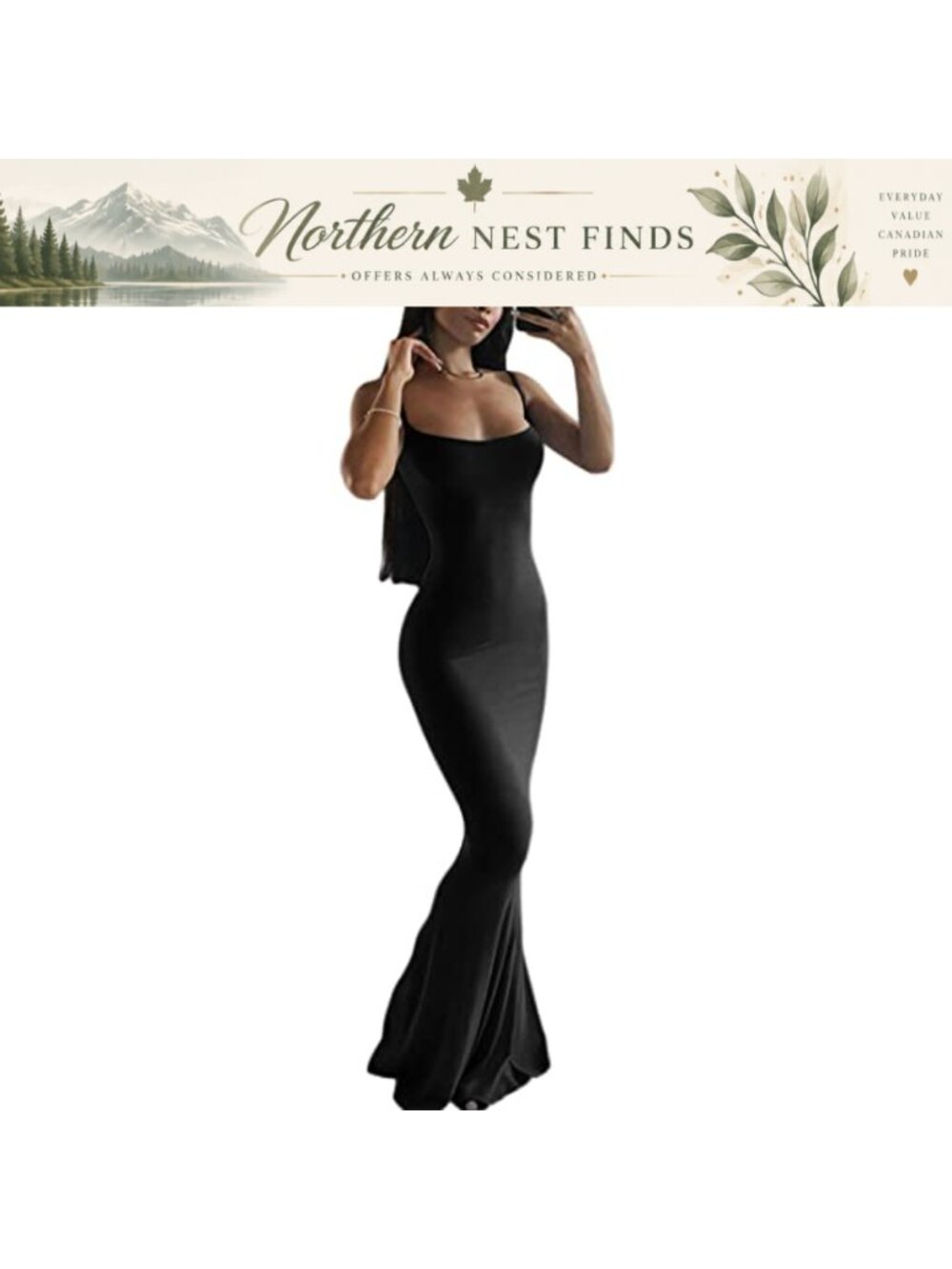 Women's Spaghetti Strap Bodycon Backless Maxi Dress Fishtail Hem
